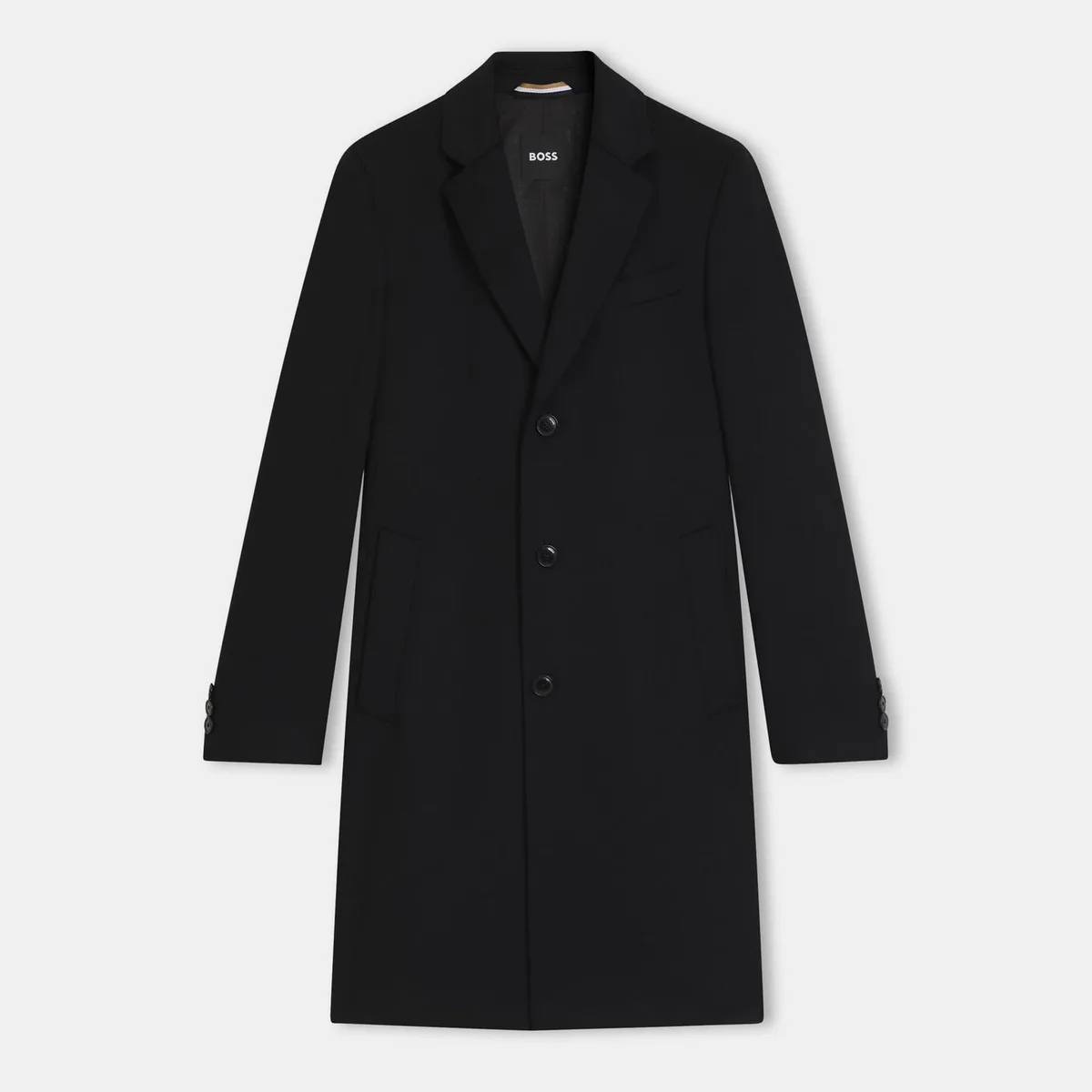 Boss Men's HBB Hyde Black Long Sleeve Lapel Overcoat