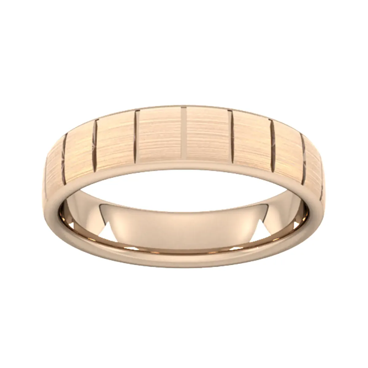 For Him 5mm Slight Court Standard Vertical Lines Wedding Ring In 9 Carat Rose Gold