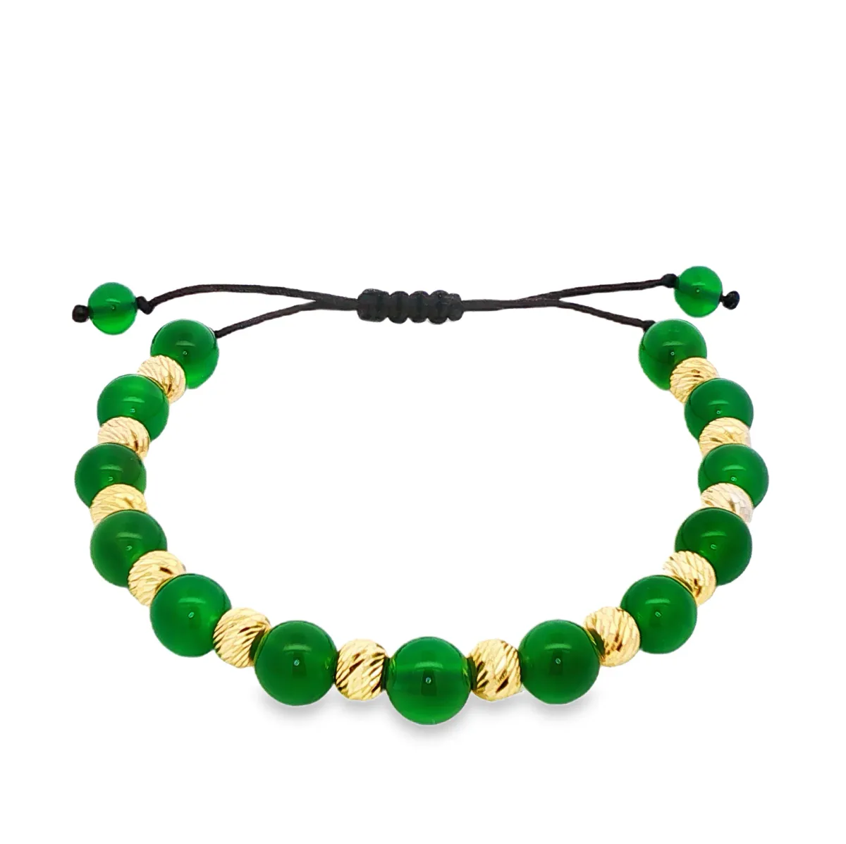 EMMA - For Him MERCHANDISE Green Agate & Gold Bead Adjustable Bracelet 71068 – Bracelet