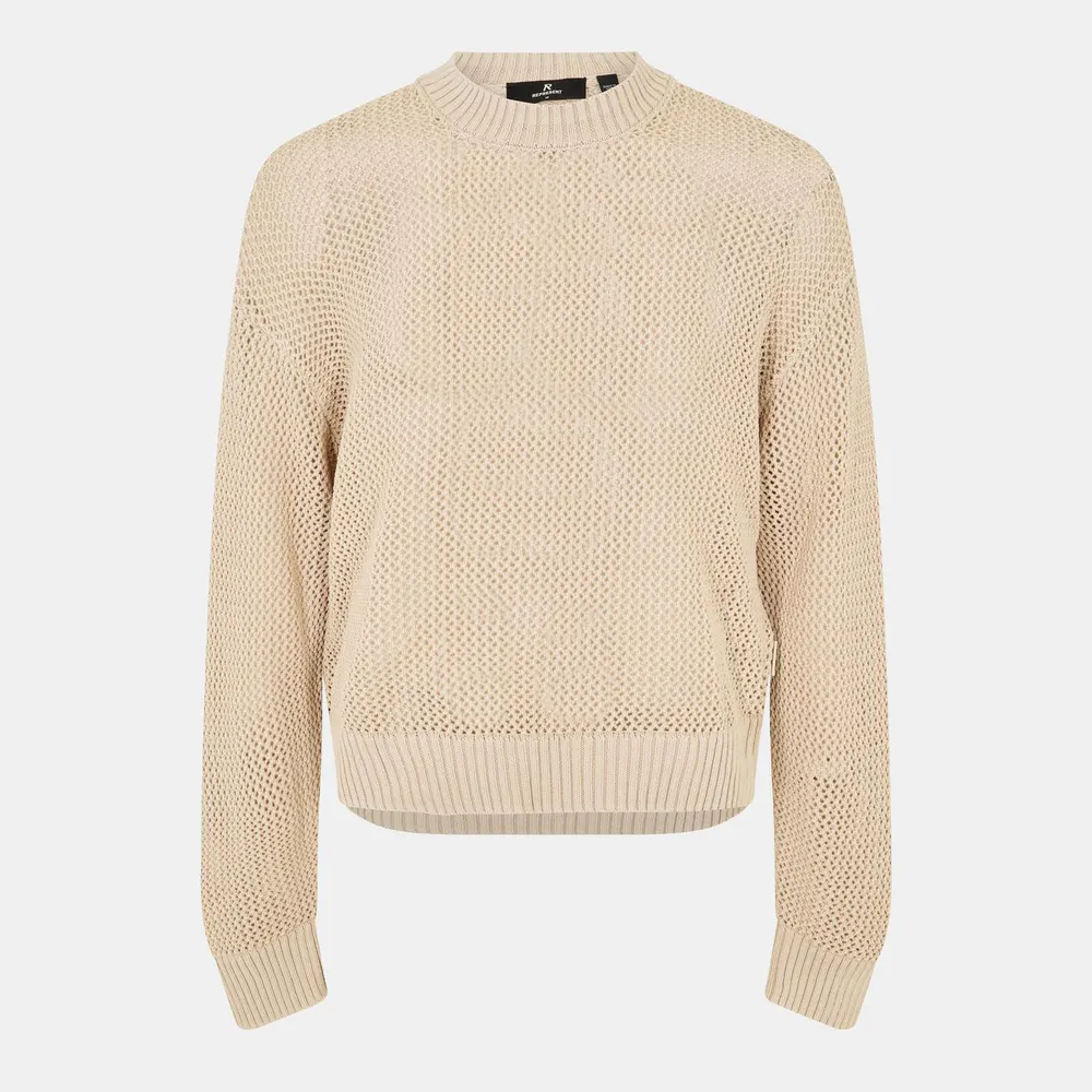 Represent Men's Open Gauge Knitted Lightweight Crew Neck Jumper