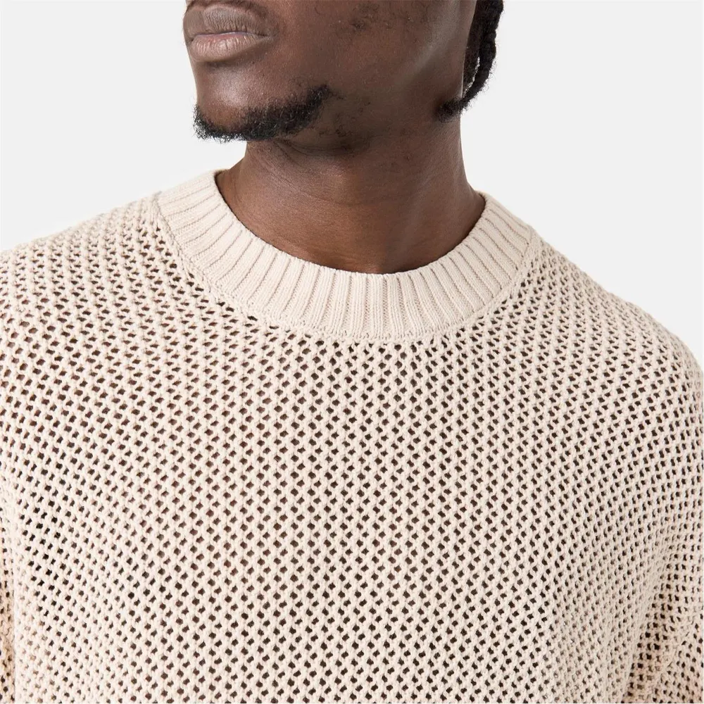 Represent Men's Open Gauge Knitted Lightweight Crew Neck Jumper detail 3
