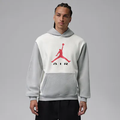 Jordan Brooklyn Men's Pullover Hoodie - Sail/Light Smoke Grey/University Red