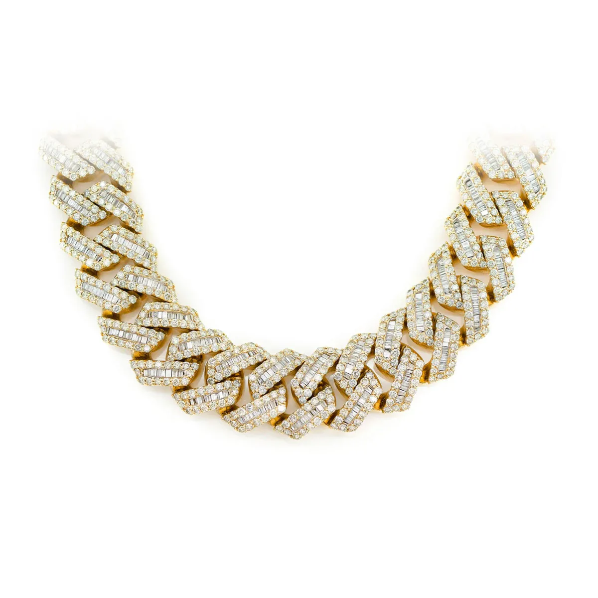 For Him 19mm Raised Baguette Diamond Cuban Link Necklace in Rose Gold / 16" / Lab Grown Diamond – Necklace