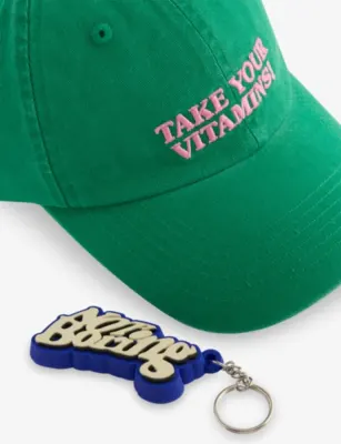 NOT BORING Take Your Vitamins It's OK Slogan-Embroidered Cotton Cap detail 3