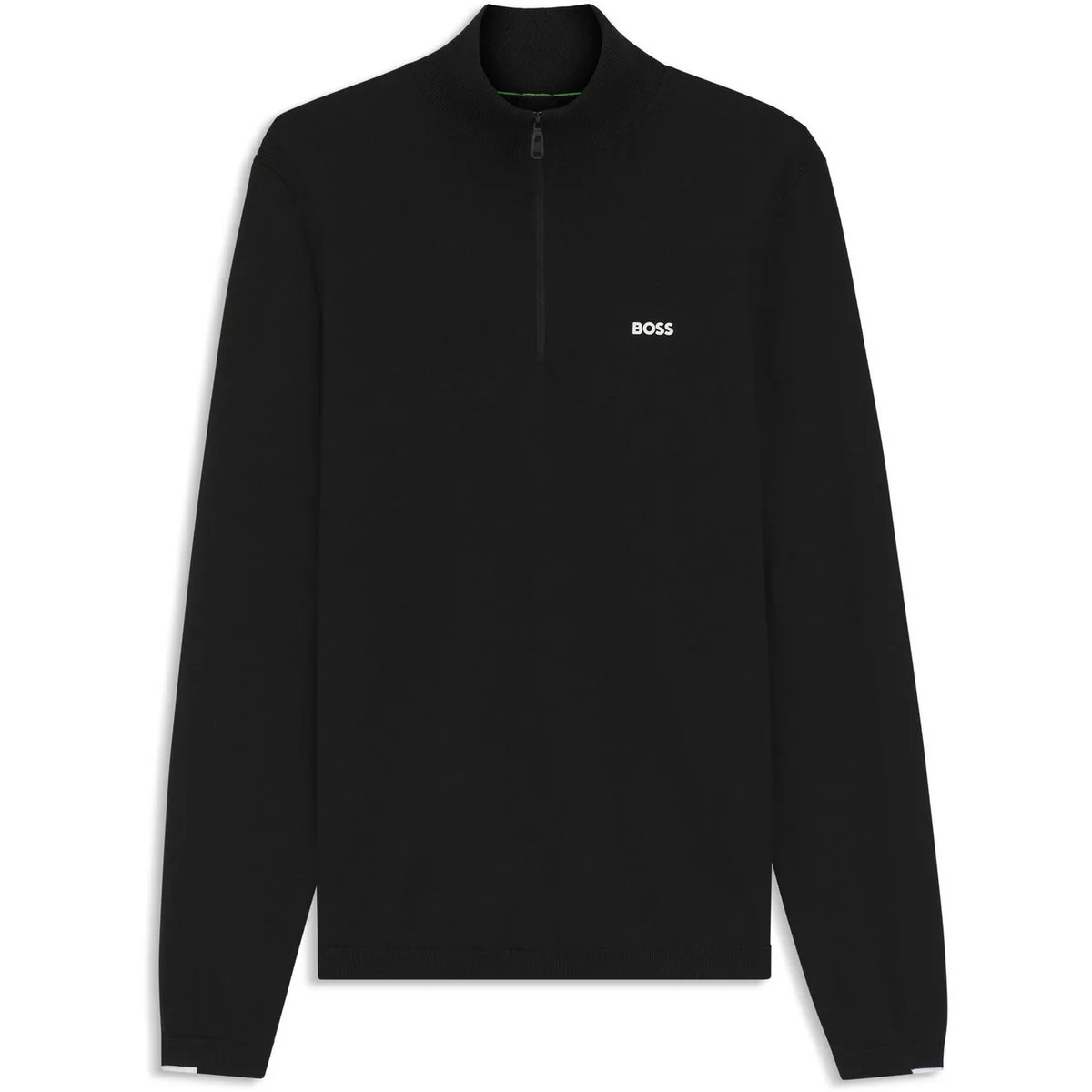 Boss Men's Ever-X Boss Green Cotton Long-Sleeve 1/4-Zip Knitted Top