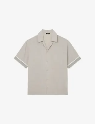 REISS Dornie Striped-Trim Stretch-Woven Shirt