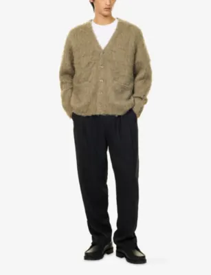 OBEY Patron Brushed Woven Cardigan in Tea Leaf, additional product view 2