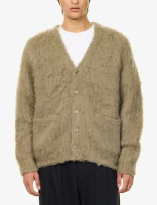 OBEY Patron Brushed Woven Cardigan in Tea Leaf, additional product view 3