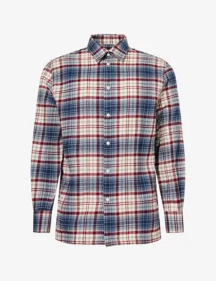 WILLY CHAVARRIA Plaid Flannel Long-Sleeve Wool Shirt