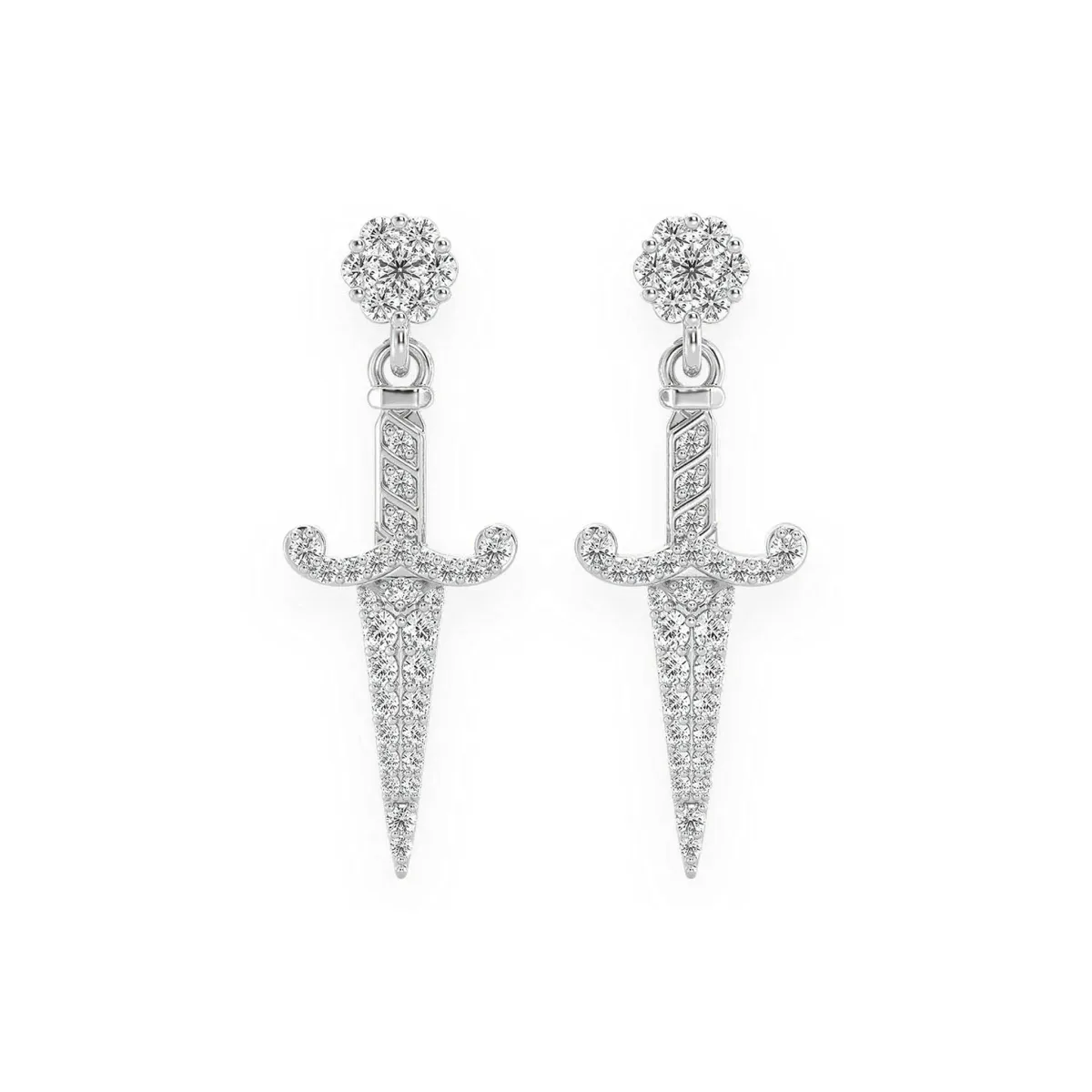 For Him Ancient Sword Diamond Drops in White Gold / Natural Diamond – Earring