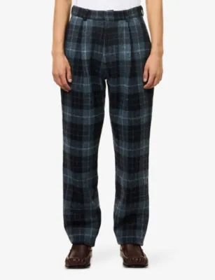 LABRUM LONDON Harris Checked Tweed Trousers in BLUE, additional product view 3