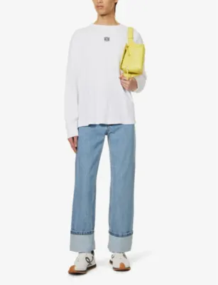 LOEWE Anagram-embroidered cotton-jersey long-sleeved T-shirt detail 2