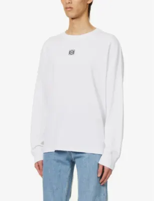 LOEWE Anagram-embroidered cotton-jersey long-sleeved T-shirt detail 3