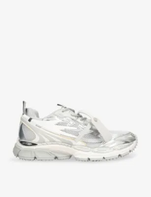 OFF-WHITE C/O VIRGIL ABLOH Be Right Back mesh and faux-leather low-top trainers - EUR 43 / 9 UK MEN in SILVER – Mens | Trainers | Lace up trainers
