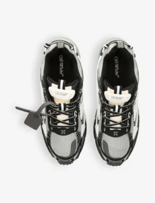 OFF-WHITE C/O VIRGIL ABLOH Be Right Back mesh and faux-leather low-top trainers - EUR 43 / 9 UK MEN in BLK/GREY, additional product view 2