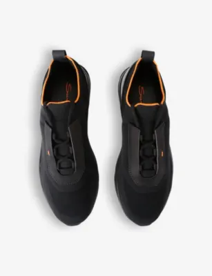 SANTONI Low-top knit-fabric trainers - EUR 43 / 9 UK MEN in BLACK, additional product view 2