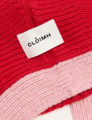 CLOIMH Tied Knitted Wool Hat in Red/rose, additional product view 2