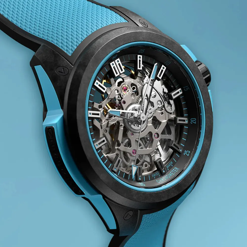 NORQAIN Wild ONE Skeleton Sky Blue 39mm in Black, additional product view 2