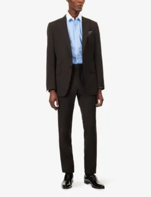 TOM FORD Stripe Contrast Cotton Shirt in BLUE & BLACK, additional product view 2
