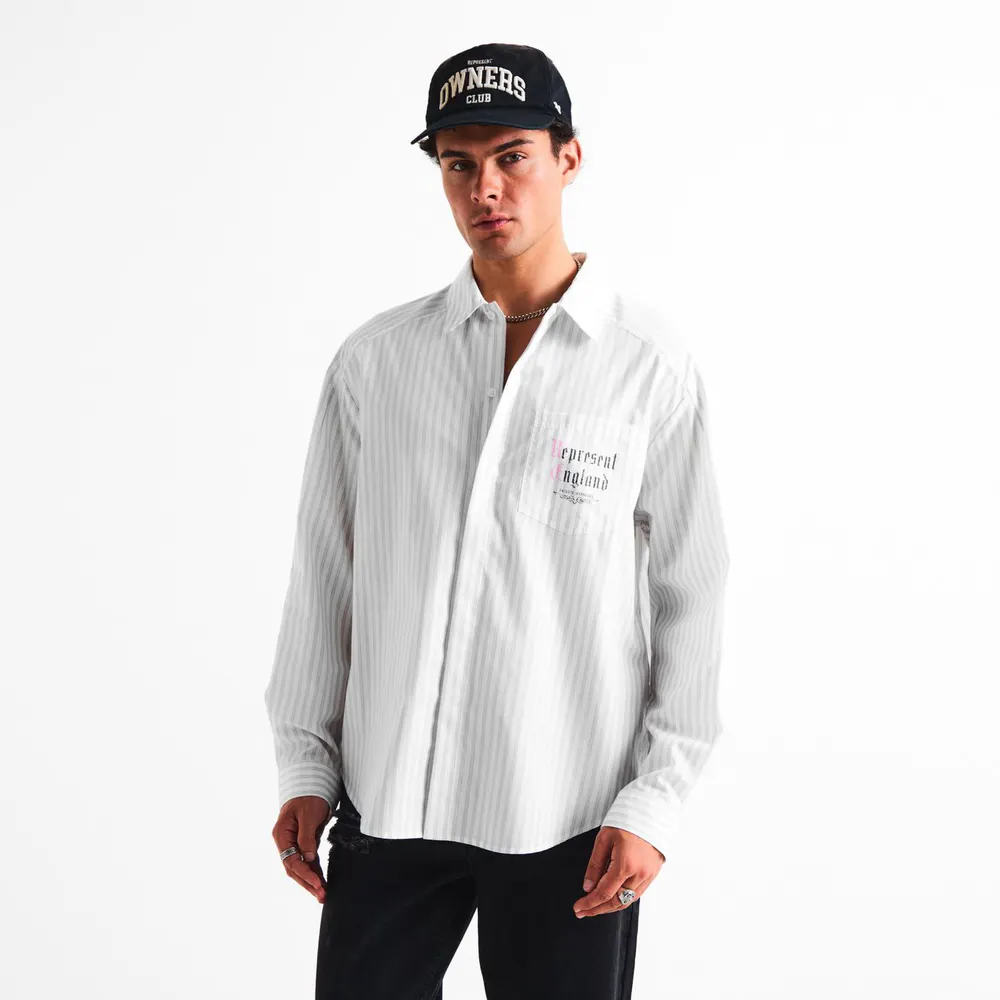 Represent Men's Pinstripe Long Sleeve Patterned Shirt detail 3