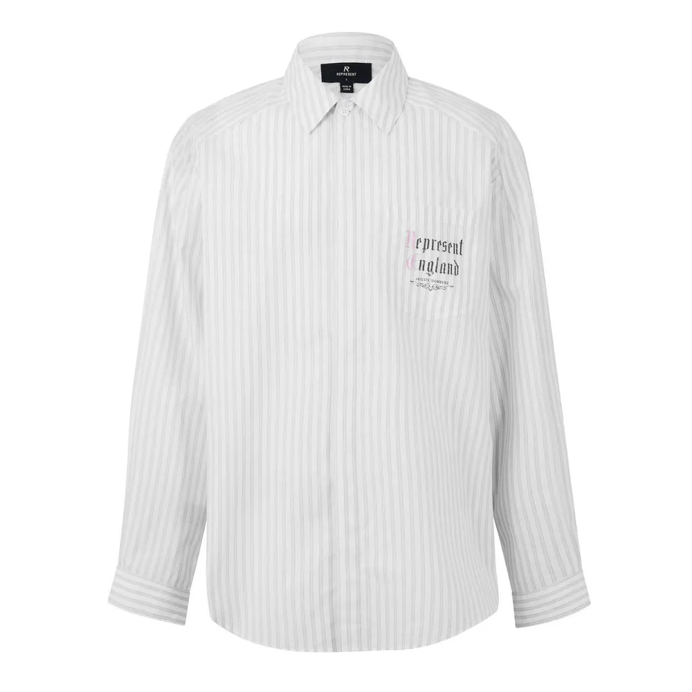 Represent Men's Pinstripe Long Sleeve Patterned Shirt