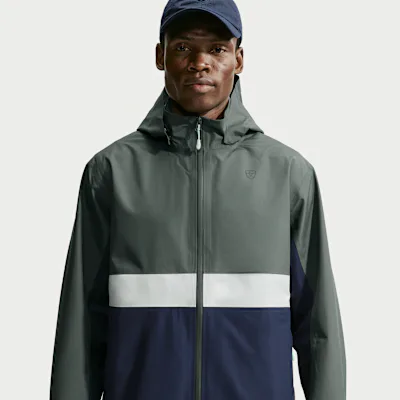 Nike Par Men's Storm-FIT ADV Loose Golf Jacket - Camo Green/College Navy/Spruce Aura/Black