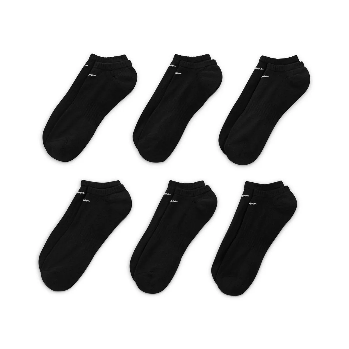 For Him Nike Men's 6 Pack No Show Trainer Socks in Black/White, additional product view 3