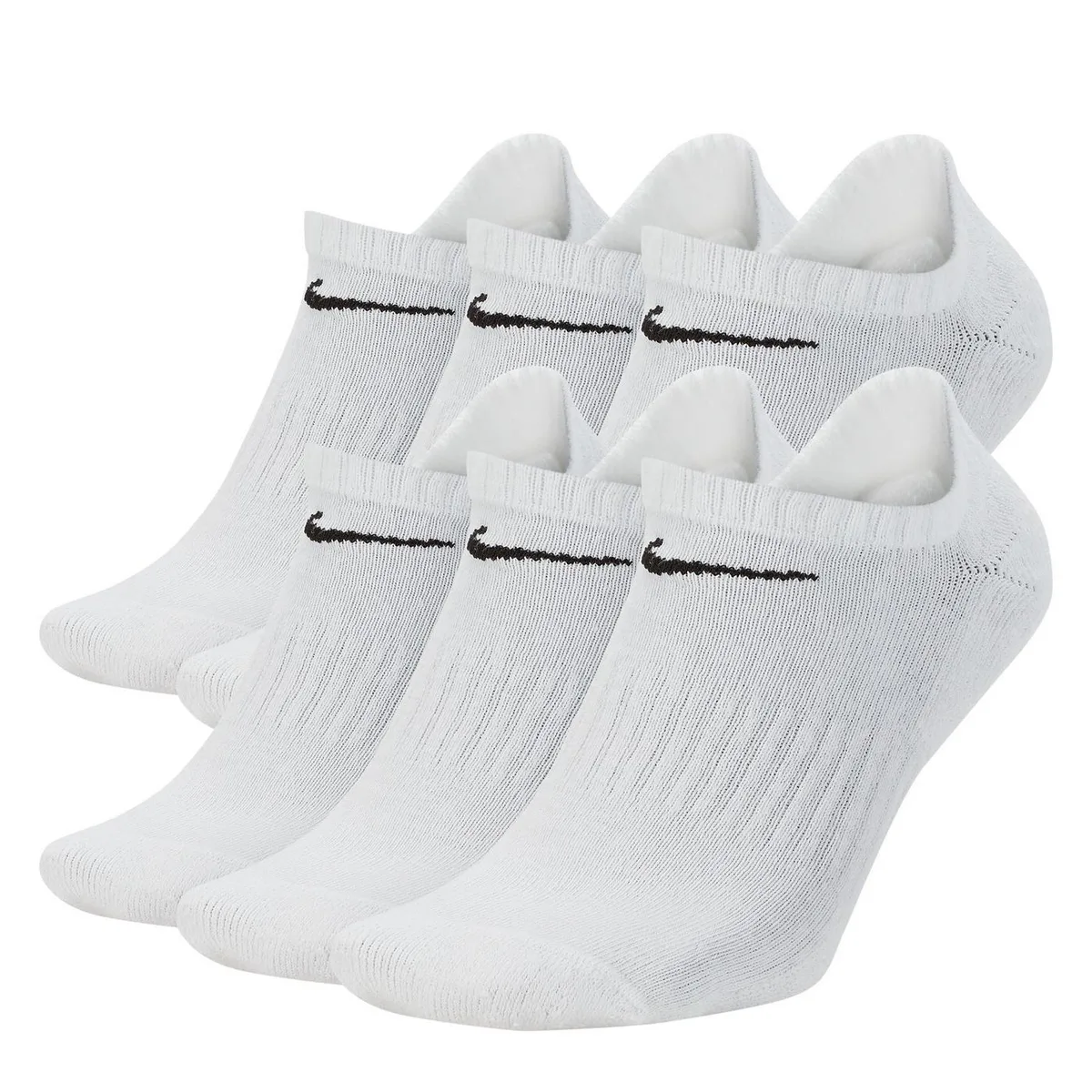 For Him Nike Men's 6 Pack No Show Trainer Socks in White/Black – Accessories
