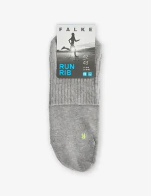 FALKE Run Rib Cotton-Blend Socks - LIGHT GREY - 5.5-7.5 in BLACK, additional product view 3