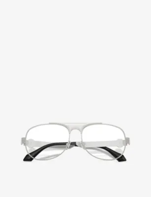 VERSACE VE1319 Pilot-Frame Metal Optical Glasses in SILVER, additional product view 3