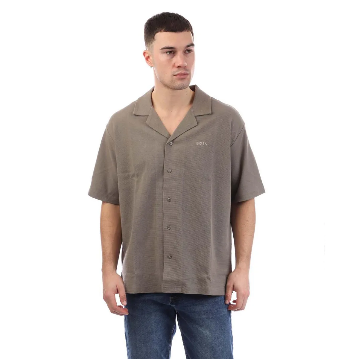 Boss Boss Pe Waffleshirt 10270471 01 Oxford Shirt Mens
