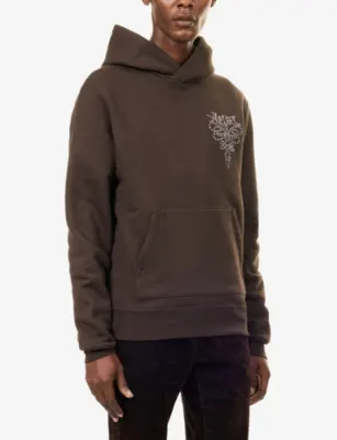AMIRI Lasso Embroidered Cotton-Blend Hoody detail 3