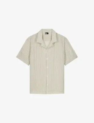 THE KOOPLES Striped Short-Sleeved Lyocell Shirt