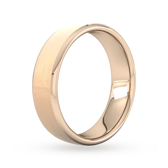 For Him 6mm Slight Court Heavy Polished Chamfered Edges With Matt Centre Wedding Ring In 18 Carat Yellow Gold detail 2