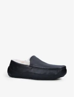 UGG Ascot shearling-lined leather slippers - EUR 45 / 11 UK MEN in BLACK, additional product view 3
