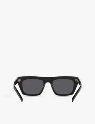SAINT LAURENT YS000582 SL M131 Rectangle-Frame Acetate Sunglasses in BLACK, additional product view 3