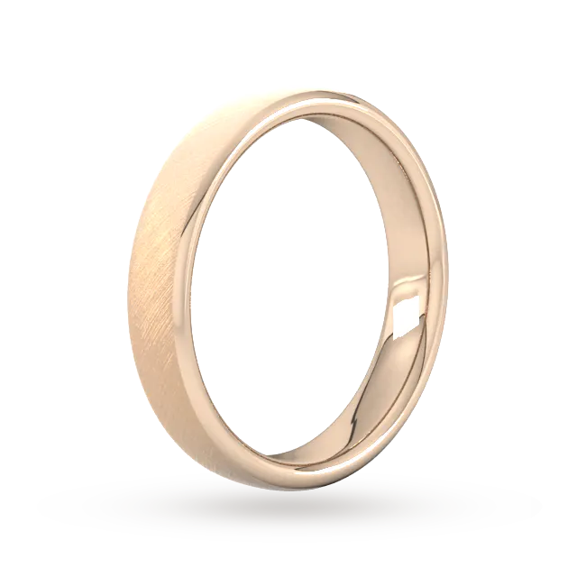 For Him 4mm D Shape Heavy Diagonal Matt Finish Wedding Ring In 18 Carat Yellow Gold detail 2