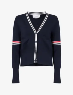 THOM BROWNE Sailboat Striped Cotton Cardigan