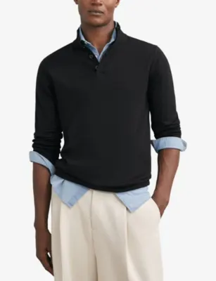 REISS Blackhall Half-Zip Funnel-Neck Merino Wool Jumper detail 2
