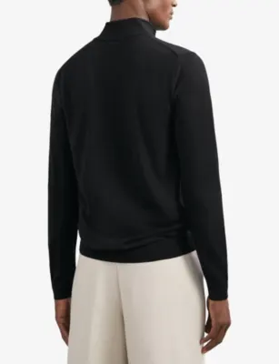 REISS Blackhall Half-Zip Funnel-Neck Merino Wool Jumper detail 3