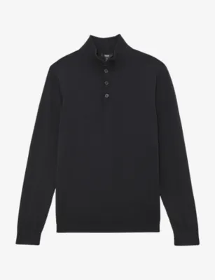 REISS Blackhall Half-Zip Funnel-Neck Merino Wool Jumper