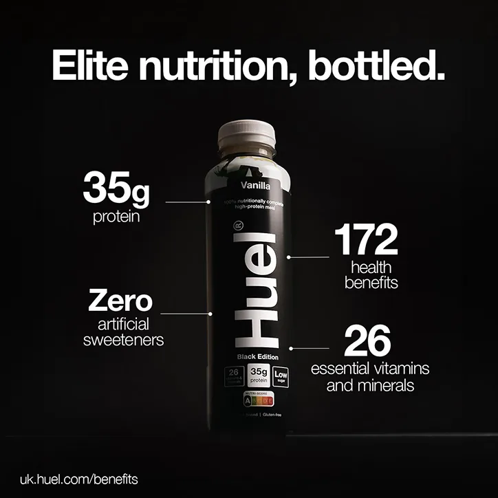 Huel Black Edition 100% Nutritionally Complete Meal Vanilla 500ml detail 2