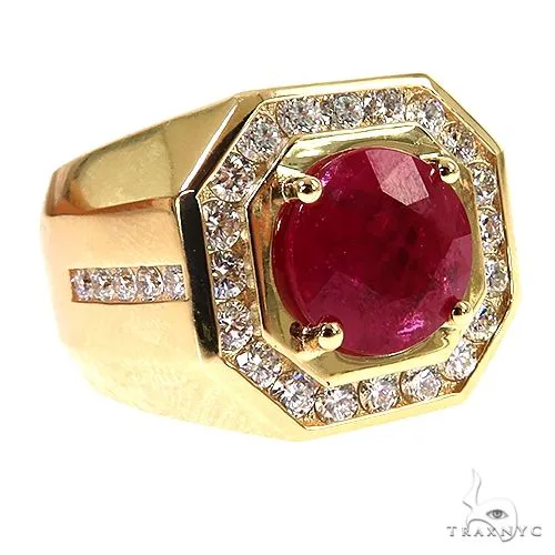 RINA - For Him CUSTOM CVD God Father Diamond and Ruby Ring 68882 in Rose Gold / 10 – Ring
