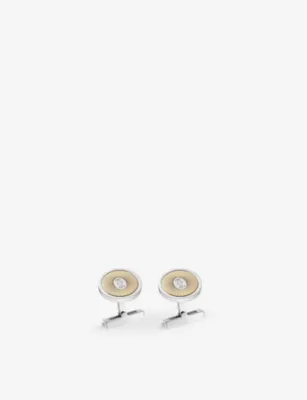 CARTIER Double C de Cartier 18ct yellow-gold and palladium-plated sterling-silver cufflinks