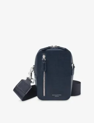 ASPINAL OF LONDON Reporter Branded Leather Cross-Body Bag - Forestgreen detail 2