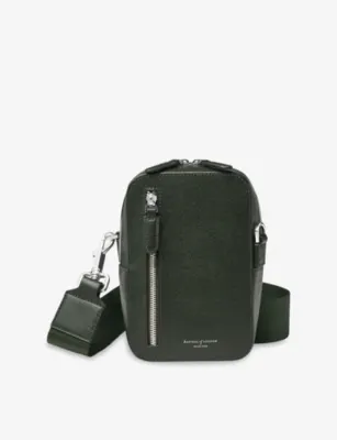 ASPINAL OF LONDON Reporter Branded Leather Cross-Body Bag - Forestgreen detail 3