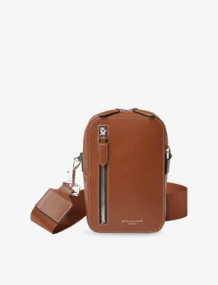 ASPINAL OF LONDON Reporter Branded Leather Cross-Body Bag - Forestgreen