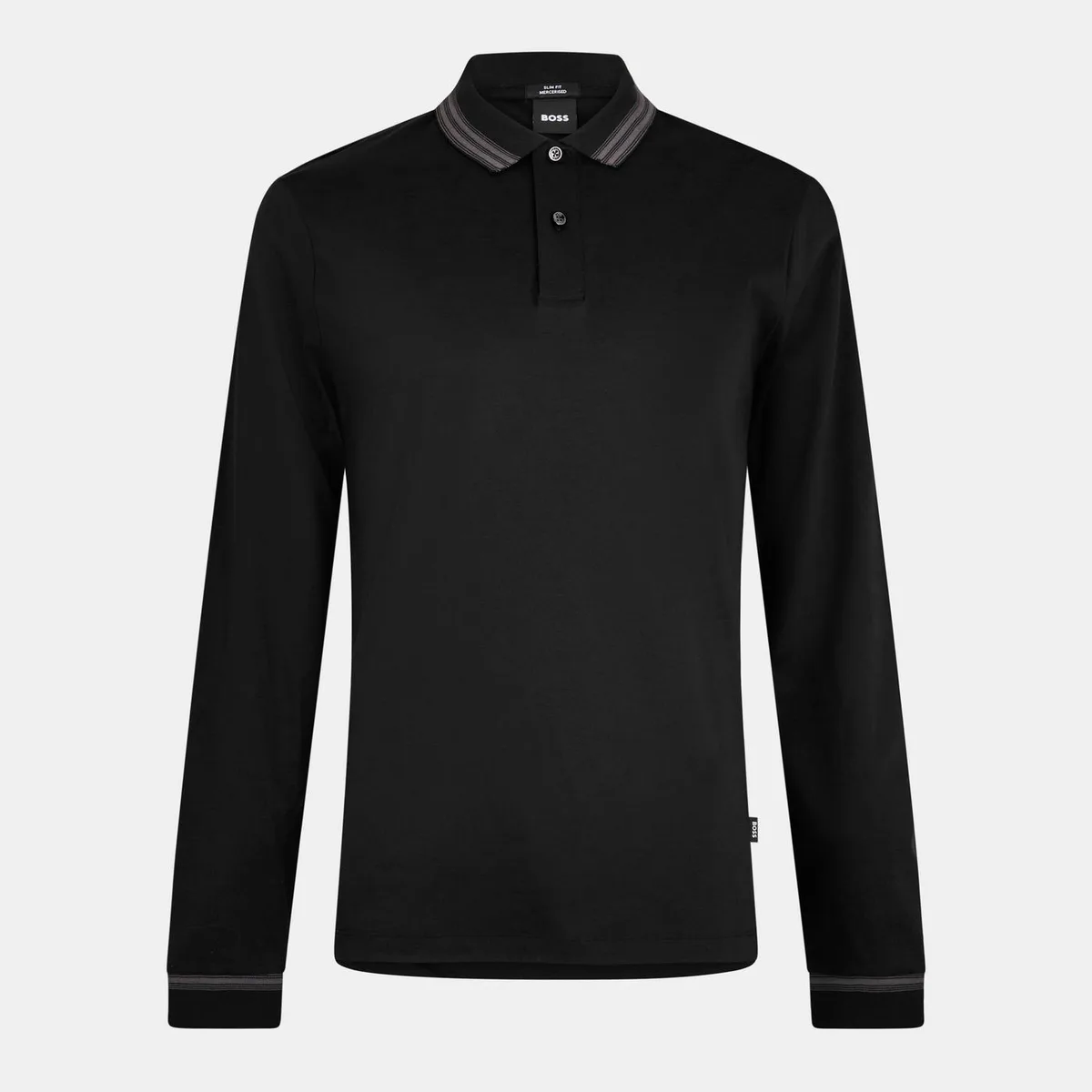 Boss Men's H Pleins Black Long Sleeve Polo Shirt