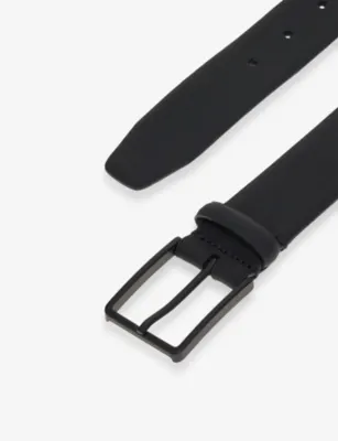 BOGGI MILANO Rubberised-Logo Leather Belt - 32 detail 2