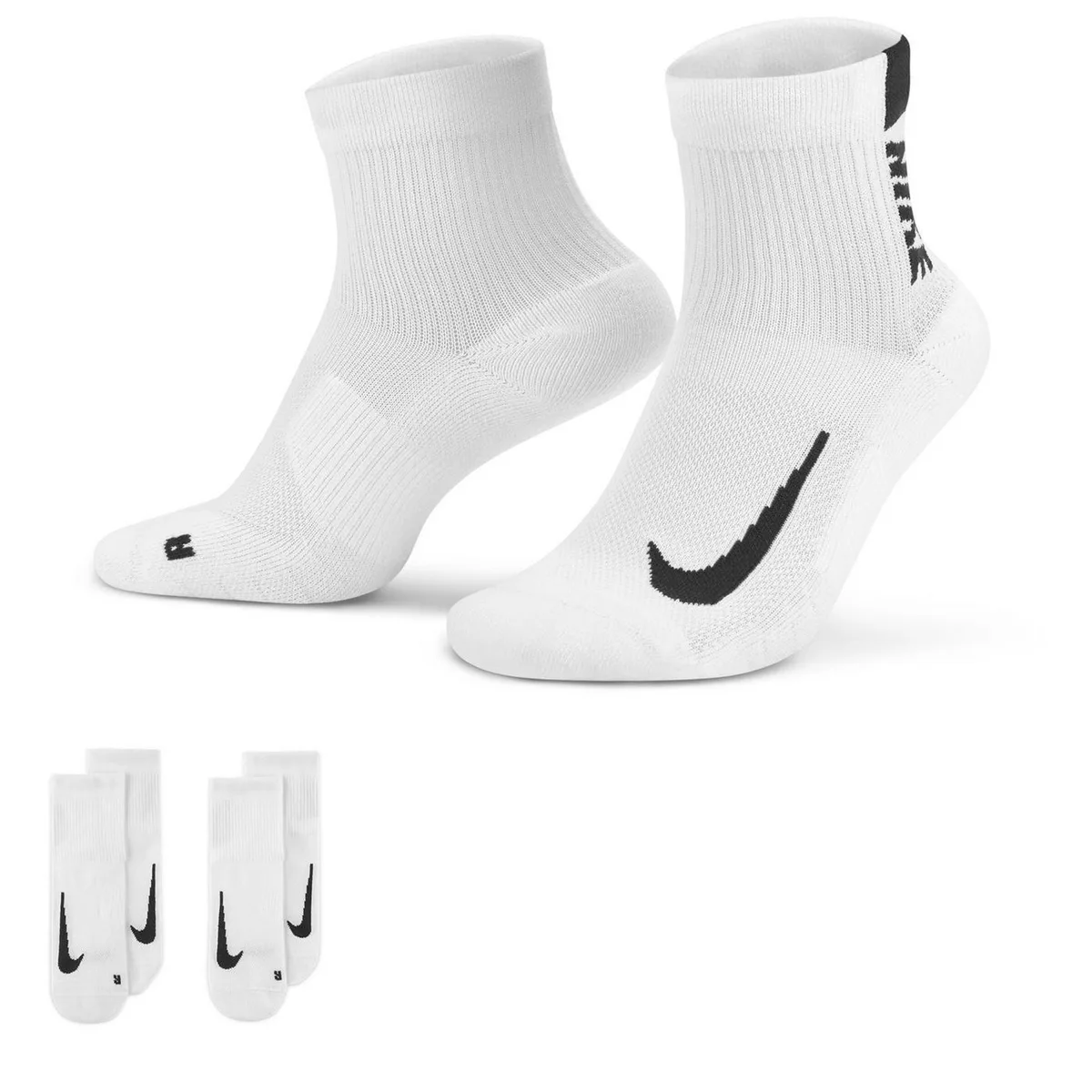For Him Nike Ankle 2 Pack Running Socks in White/Black – Accessories